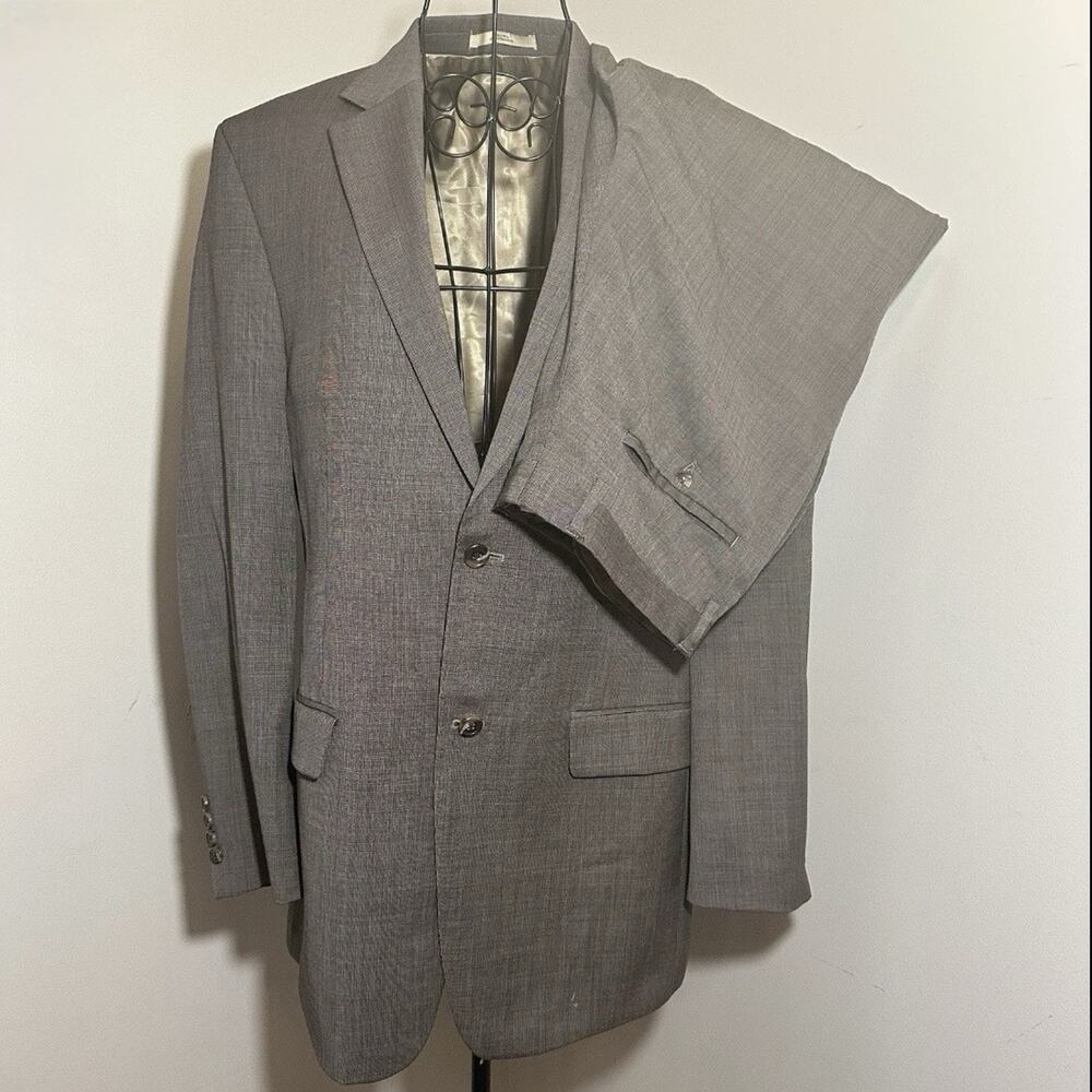 JOE Joseph Abboud Mens Birdseye Weave 2PC Suit 100% Wool 40L Jacket 34x32 Pant